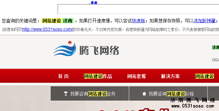 搜索“網(wǎng)站建設 濟南”：